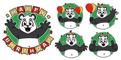 verjaardag panda sticker vector