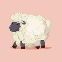 schattig grappig schapen karakter Aan roze achtergrond. vector illustratie.