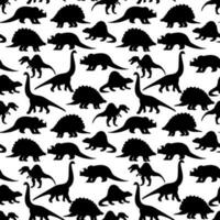 vector dinosaurussen silhouet zwart en wit naadloos patroon