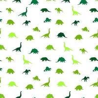 vector dinosaurussen silhouet groen en wit naadloos patroon