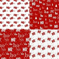 reeks Kerstmis naadloos patroon met tekst ho ho ho met rood achtergrond. hand- belettering groet Kerstmis de kerstman lach vector