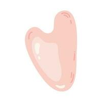 gua sha voor gelaats massage. natuurlijk roze kwarts steen, gua sha schraper. huid zorg en ochtend- routine. vector illustratie in vlak tekenfilm stijl.