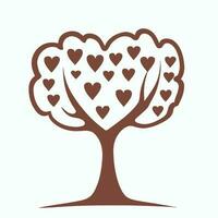 boom met hart bladeren vector kunst, boeiend natuur liefde illustratie