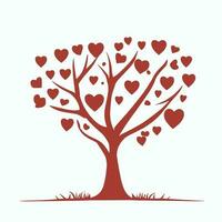 boom met hart bladeren vector kunst, boeiend natuur liefde illustratie