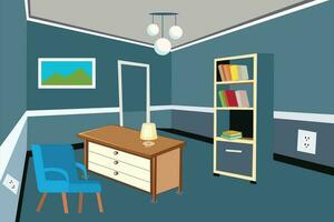 illustartion van de kamer in vlak leggen stijl in pastel kleuren vector