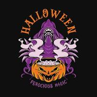 halloween monster t-shirt ontwerp vector halloween zombie tekenfilm karakter illustratie