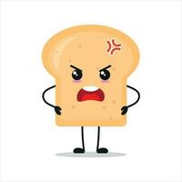 schattig boos brood karakter. grappig woedend brood tekenfilm emoticon in vlak stijl. bakkerij emoji vector illustratie