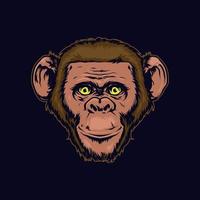 chimpansee hoofd, detail hand getekende illustratie. vector