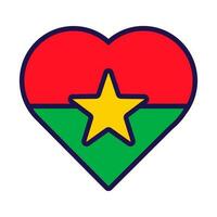 Burkina vlag feestelijk patriot hart schets icoon vector
