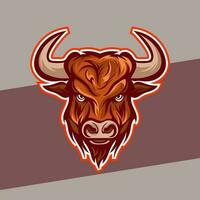 bullhead logo voor gaming of esport team, esport logo, dier logo, modern stier logo met rood toeter en gloeiend rood ogen vector