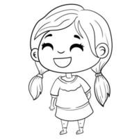 gelukkig kinderen meisje kinderen vector tekenfilm kleur boeken zwart en wit schets geïsoleerd achtergrond