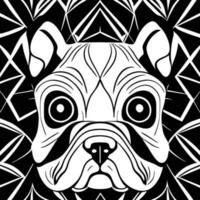 hond gezicht gedetailleerd illustratie vector kunst. hond gezicht zwart en wit vector kunst