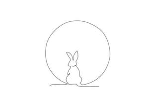 terug visie van een konijn en de maan vector
