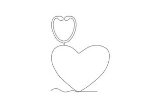 een hart met een stethoscoop achter het vector