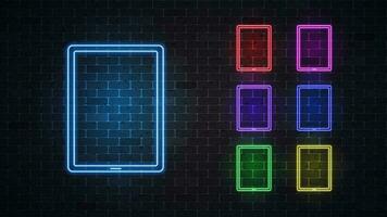 tablet neon icoon set. vector illustratie