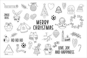 reeks hand- schets getrokken Kerstmis decoratie vector