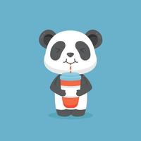 schattige panda drink koffie cartoon vector