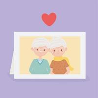 oude mensen, leuk stel grootouders in fotolijst vector