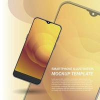3D-smartphone met gouden kleurenscherm voor mockup-sjabloon vector