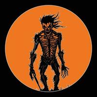 gelukkig halloween vector illustratie, halloween zombie vector, eng zombie silhouet