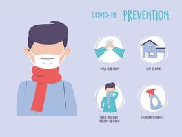 covid 19 pandemische infographic, informatie over preventiebescherming vector