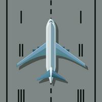 passagier reclame vliegtuig top visie vlak stijl vector illustratie, vliegtuig Aan landingsbaan top visie , vliegtuig nemen uit of landen gemakkelijk stijl voorraad vector beeld