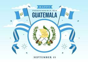 Guatemala onafhankelijkheid dag vector illustratie Aan september 15 met golvend vlag achtergrond in nationaal vakantie vlak tekenfilm hand- getrokken Sjablonen