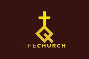 modieus en professioneel brief q kerk teken christen en vredig vector logo