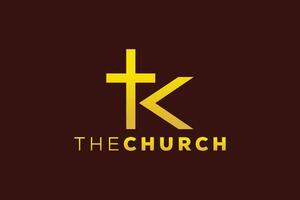 modieus en professioneel brief k kerk teken christen en vredig vector logo