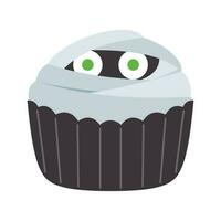 halloween cupcakes illustratie. spookachtig versierd muffins, themed klein cakes voor 31 oktober en eng toetje voedsel tekenfilm vector illustratie reeks van halloween taart muffin spookachtig
