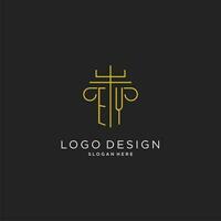 ey eerste met monoline pijler logo stijl, luxe monogram logo ontwerp voor wettelijk firma vector