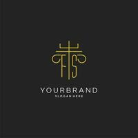fs eerste met monoline pijler logo stijl, luxe monogram logo ontwerp voor wettelijk firma vector