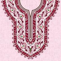 symmetrisch decoratief ornament halslijn patroon ontwerp voor dashiki overhemd in zoet bloemen wijnoogst stijl vector