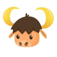 vector illustratie van tekenfilm buffel hoofd