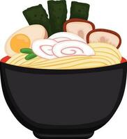 heerlijk noodle in kom voedsel tekenfilm illustratie vector clip art sticker