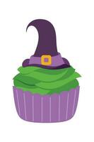 halloween cupcakes illustratie. spookachtig versierd muffins, themed klein cakes voor 31 oktober en eng toetje voedsel tekenfilm vector illustratie reeks van halloween taart muffin spookachtig
