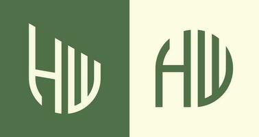 creatief gemakkelijk eerste brieven hw logo ontwerpen bundel. vector