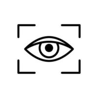 oog scannen voor zichtbaar identiteit, lijn icoon. biometrisch gegevens van menselijk. symbool van digitaal visie. kader scannen van oog. vector schets teken