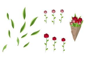 boeket van rood rozen Aan een wit achtergrond. bloem regeling. ontwerp groet kaart en bruiloft uitnodiging, verjaardag, Valentijnsdag dag, moeder dag en andere vakantie. vector