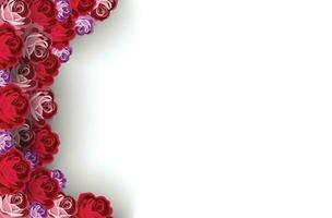 rood bloem roze bloem grens geassorteerd Aan een wit achtergrond. Valentijnsdag dag, moeder en verjaardag groet kaart ontwerp vector