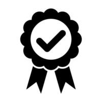 het beste kwaliteit insigne, goedkeuring controleren Mark met linten icoon vector voor grafisch ontwerp, logo, website, sociaal media, mobiel app, ui