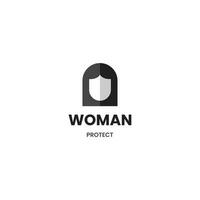 vrouw privacy, vrouw schild, vrouw beschermen logo ontwerp Aan geïsoleerd achtergrond vector