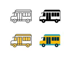 school- bus icoon vector ontwerp in 4 stijl lijn, glyph, duotoon, en vlak.