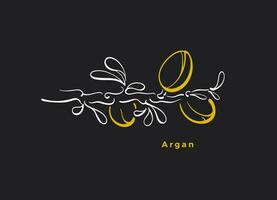 argan symbool. vector kunst lijn noot. essentieel olie