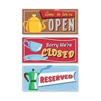 koffie winkel Open bord teken vector