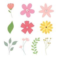 gelukkige moederdag, bloemtak blad lint pictogrammen vector