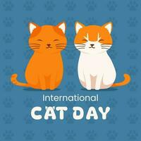 schattig twee kat tekenfilm vector illustratie geschikt voor Internationale kat dag