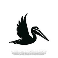 vliegend pelikaan vogel logo wijnoogst zwart met wit achtergrond geïsoleerd vector illustratie ontwerp, voor dier logo, dier afbeelding, vogelstand voeden logo