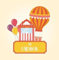 kermis carnaval luchtballon ticket booth en ballonnen recreatie entertainment vector