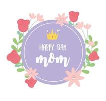 gelukkige moederdag, bloemen bloemendecoratie label vector